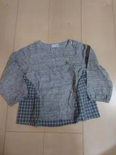 グレー 長袖カットソー 花の刺繍 95cm以下