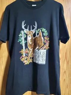 90s USA製 フルーツオブザルーム 鹿 アニマル Tシャツ L シングル
