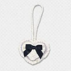 編み物 ハンドメイド ハート リボン チャーム パープル