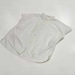 【良品】POU DOU DOU シアー半袖シャツ ホワイト とろみブラウスのサムネイル