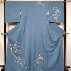 【単衣】しつけ付き 濃紺ぼかし 付下げ訪問着 正絹着物 トールサイズ 訪問着・付下げ | トールサイズのためのリサイクル着物セレクト