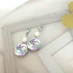 ☆和イヤリング(10)☆クラフトバンド☆夏☆涼しげ☆ピアスOK