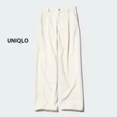 UNIQLO ドレープデニムタックパンツ M ナチュラル ワイドストレート