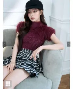 シャギーハイネック半袖ニットトップス[an1803]