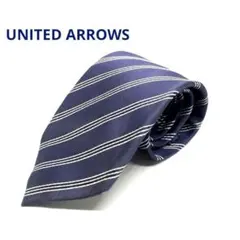 UNITED ARROWSネクタイ　ブルー×白　ストライプ　ハンドメイド　日本製