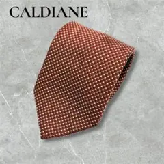 【美品】CALDIANE ネクタイ ドット柄 レッド シルク100% フォーマル