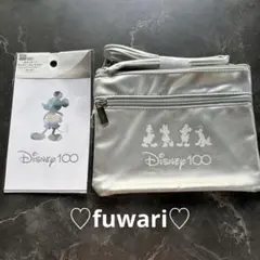【Disney 100】シルバーポーチ バッグ　ポストカード　ミッキー　匿名配送のサムネイル