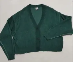 niko and… ニコアンド カーディガン ダメージ加工 緑 ショート丈