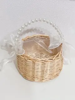 バスケット パールハンドル付き　ウェディング　リングピロー　リングガール