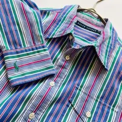 【激レア☆袖ポニー刺繍】ポロラルフローレン 長袖シャツ マルチカラー ストライプ