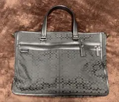COACHコーチ シグネチャートート ブラックB4判対応！ やや大きめの希少な品のサムネイル