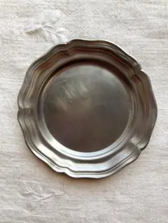 ピューター 花リム 小皿 コースター 10.5cm ドイツ アンティーク 