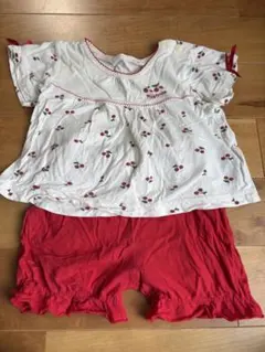 チェリー柄 半袖ベビーパジャマ サイズ80 上下セット