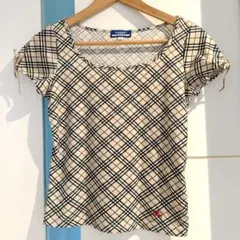 希少 極美品 バーバリーブルーレーベル ノバチェック カットソー ホースロゴ刺繍