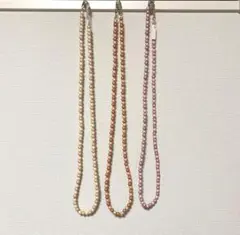 パール風ビーズネックレス 3本セット　ピンク　ロングネックレス