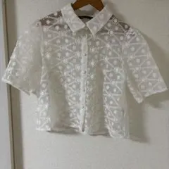 ZARA レース ホワイトシャツ Sサイズ