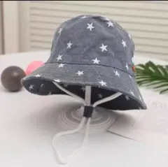キッズハット 52センチ つば広 サファリハット キッズ 帽子 星柄 可愛い