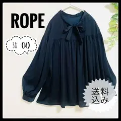 【ROPE】2wayリボン ブラウス ギャザー ギャザースリーブ 黒 M 38のサムネイル