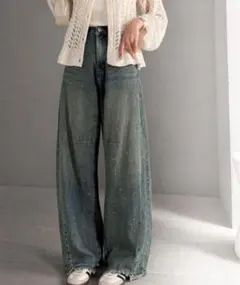 mily bilet オーロラストーン ヴィンテージライクカーブデニムパンツ