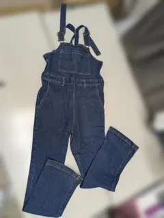 allamandaダークブルー デニムオーバーオール　タイトデニム　サロペット