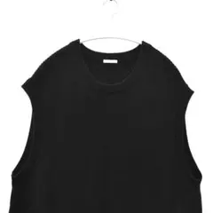 美品 GU ウォッシャブル リラックスフィット 畦 ニットベスト 黒 L