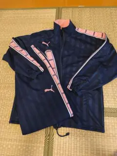 PUMA ストライプ ジャケット SSサイズ ネイビー/ピンク