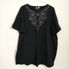 新品 ハートマーケット 刺繍入り 半袖カットソー ブラックのサムネイル