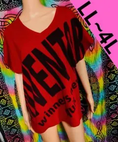 可愛い(⁠◍⁠•⁠ᴗ⁠•⁠◍⁠)Bigロゴ&深Ｖカットソー□Tシャツ大きいサイズ