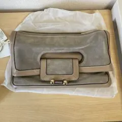 Hashibami スエード グレー ハンドバッグ