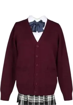 スクールカーディガン バーガンディ ワインレッド 学生