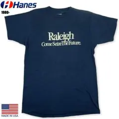 ビンテージ アメリカ古着 1980年代 HANES 企業 団体物 Tシャツ 紺L