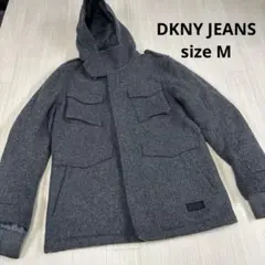 DKNY JEANS グレー フード付き ミリタリージャケットM-65 ウール