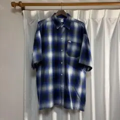 USA製 CalTop オンブレチェック シャツ 3XL ブルー ビッグサイズ
