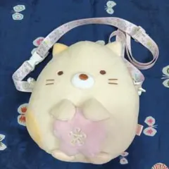 すみっコぐらし　ねこ　ショルダーポーチ　ぬいぐるみ　桜　すみっコぐらし堂