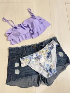 ビキニ　バスト体型カバー　フリル水着