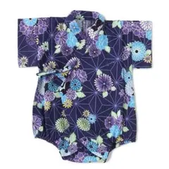 ベビー甚平 ネイビー 花柄 ~95cm