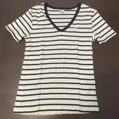プチバトー ネイビー白ボーダーTシャツ　Sのサムネイル