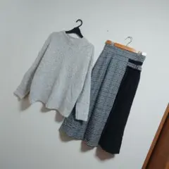 まとめ売り*コーデ売り*冬コーデ*ニット*チェックスカート*キレイめ*カジュアル