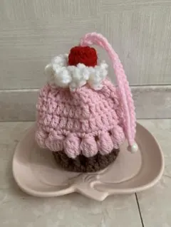 カギ編みハンドメイドカップケーキ巾着ポーチ