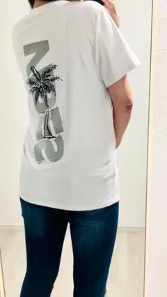 ホワイト Tシャツ パームツリー デザイン