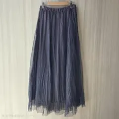 LOWRYS FARM チュールロングスカート F ネイビー系
