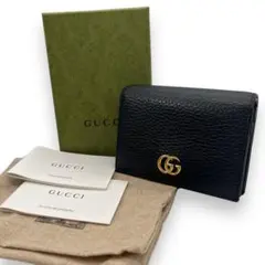 未使用級⭐︎グッチ　GGマーモント　二つ折り財布　ブラック　プチマーモント