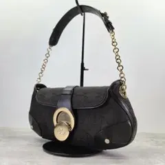 【美品】エスカーダ ワンショルダー フラップ ゴールド金具 キャンバス レザーのサムネイル