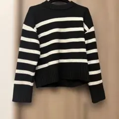 H&Mストライプニットセーター 長袖 黒と白