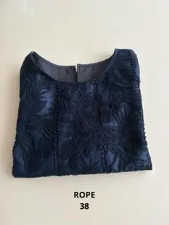 ROPE ネイビーレース半袖ブラウス　★未使用品美品