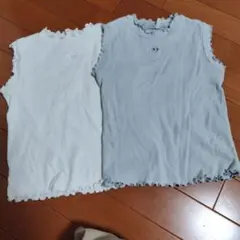 リブ編みノースリーブタンクトップ2枚セット