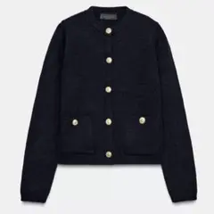 【美品】ZARA ゴールドボタンニットカーディガン