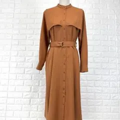 ✨ナチュラルビューティーベーシック/M/茶色/ロングワンピース/ボタン/ベルト