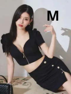 新品☆JEWELS/ワッフル/セットアップ/ジップアップ/キャバミニドレス/M