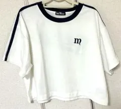 meJane クロップドTシャツ ホワイト ネイビーのサムネイル